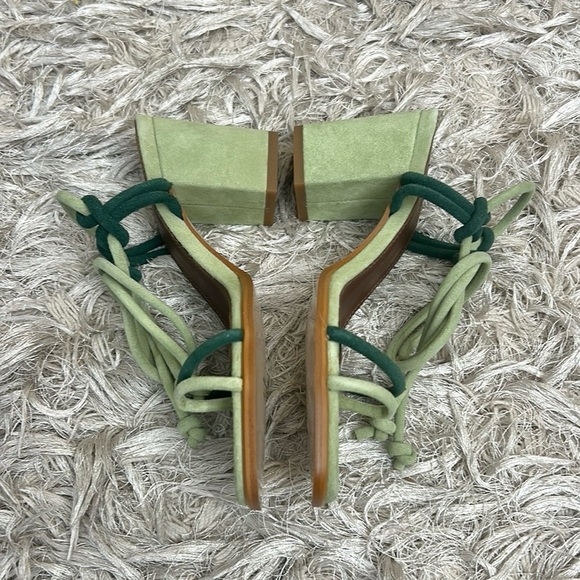 NWOB ALOHAS Grace Suede Strappy Lace Up Heeled Sandals in Green Sz 36 US 6-6.5 - Picture 12 of 14